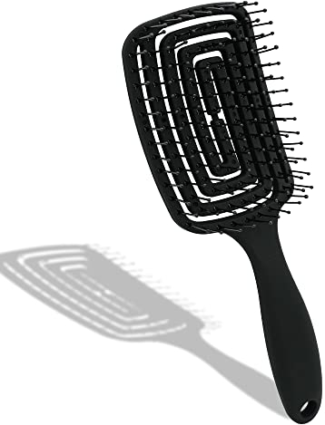 Elodyunhc Haarbürste ohne Ziepen für Locken & Lange Haare - Damen, Herren & Kinder, Entwirrbürste, Bürste mit Spiralfeder für Jeden Haartyp (Schwarz）