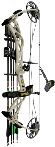 Wolfman Archery Compound Bow Set - Ready to Hunt Package, 0-70 Lbs Draw Weight, No Bow Press Needed (Desert)