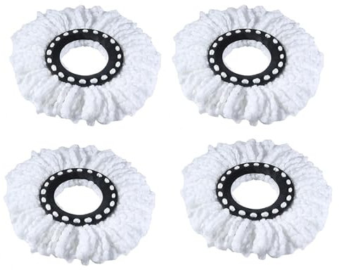 4 Pack Spin Mop Heads Replacement, Mop Head, Spin Mop Heads, Heavy-Duty 16x16cm Universal Fit Refills, Absorbent Machine-Washable White Mop Pads for Hard Floors (6.3x6.3in)