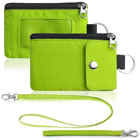 Artpaxy Minimalist Wallet For Mens Womens, Keychain RFID Blocking Zipper Small Wallet with ID Window 2 Lanyards,Water Resistant Travel Cash Card Coin Case Boys Girls