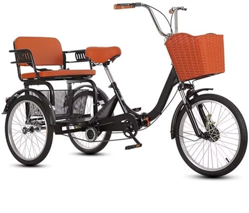 LSQXSS Folding pedal tricycle with shock absorbing fork,tandem bicycle with rear seat,elderly rickshaw tricycle with sensitive brake,leisure cruiser bikes,cargo and passenger trikes