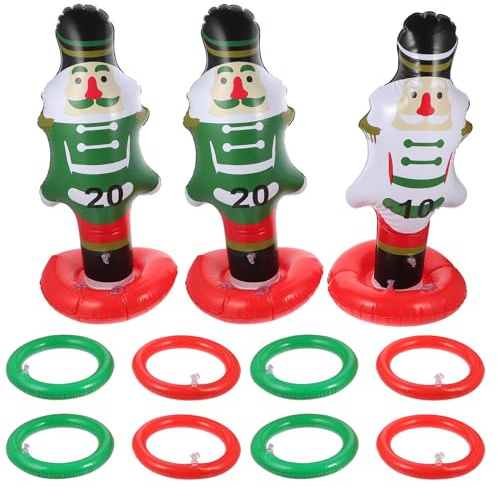 CALLARON Inflatable Christmas Ring Toss Game 15pcs PVC Snowman Party Family Indoor Outdoor Tossing Game for Xmas Holiday Fun Random Style