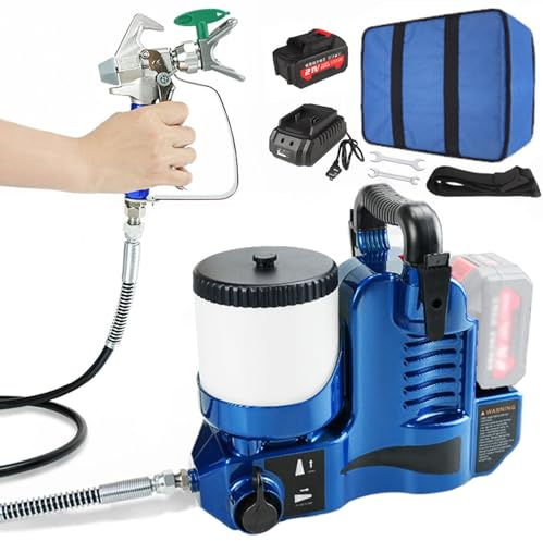 Pulvérisateur de peinture sans fil, sans fil, haute pression, 1,1 l/min, batterie au lithium 21 V, 6 vitesses réglables, trémie de 1,2 l, pour peinture au latex et laques