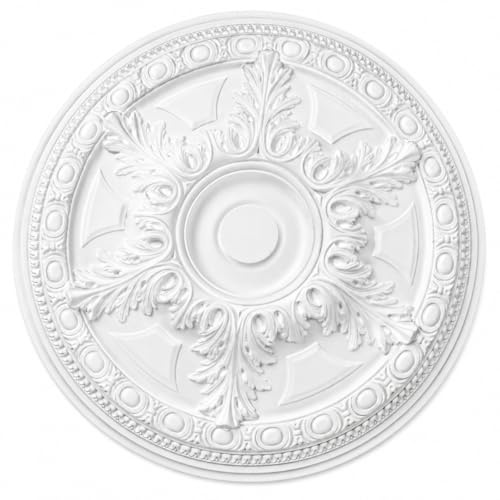 Ceiling Rose Premium - Medallón de techo floral para lámparas y candelabros, centro de mesa decorativo de poliuretano ligero, pintado suave, efecto yeso, modelo K21