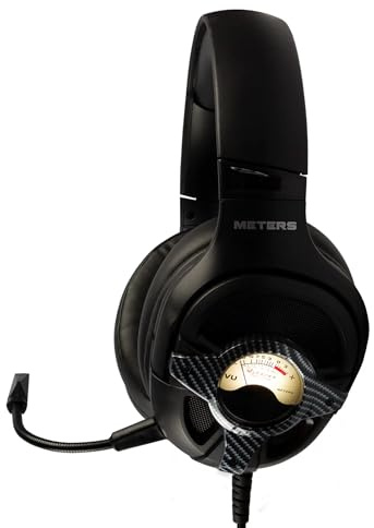 Meters Level-Up Gaming Headsets with RGB VU Virtual 7.1 Surround Sound, 50mm Drivers & Detachable Mic - USB Gaming Headphones Compatible with PC, Laptop & PS4 - Zero Latency (Carbon)