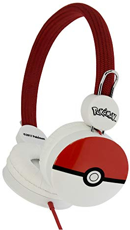 OTL Technologies Casque stéréo Pokémon Pokéball pour Enfants avec limitation du Volume (Max 85 DB) et Bandeau réglable pour Le Meilleur Rouge
