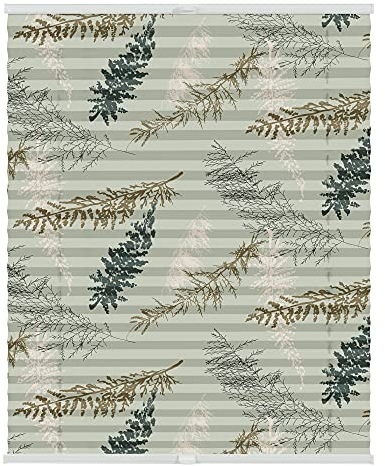 Lichtblick Plissee Klemmfix mit Motiv, ohne Bohren, Verspannt, Blickdicht, Lichtdruchlässig, Made in Germany, Julia Schumacher, Fir Branches - Grün 70 x 130 cm (B x L)