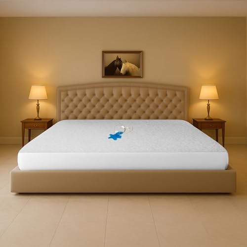SGI bedding Waterproof Family King 120 x 80 Extra Large Bed Mattress Pad Cover, 15 Deep Pocket, Soft Noiseless & Breathable Fitted Sheet Style Mattress Protector – White