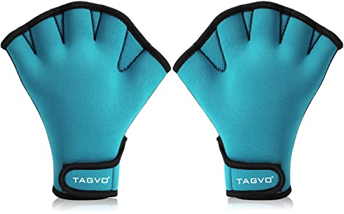 TAGVO Aquatic Gloves for Helping Upper Body Resistance, Webbed Swim Gloves with Wrist Strap, Well Stitching, No Fading, Sizes for Men Women Adult Children Aquatic Fitness Water Resistance Training