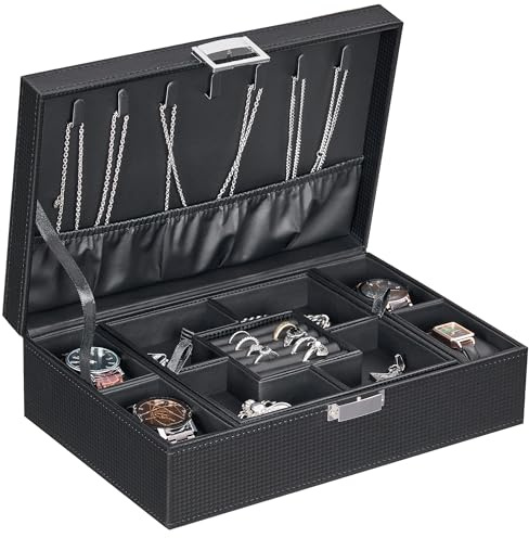 BEWISHOME Mens Jewelry Box Organizer, Jewelry Box for Men Women