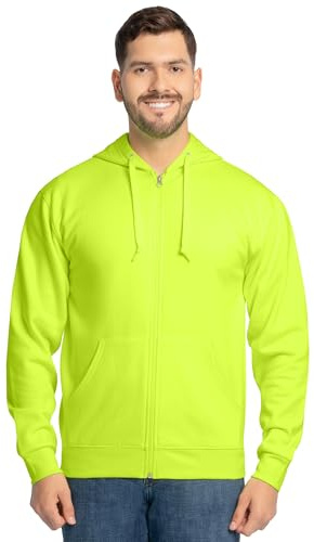 Fruit of the Loom Unisex Adult EverSoft Fleece Full Zip Hoodie Sweatshirt, Safety Green, Small