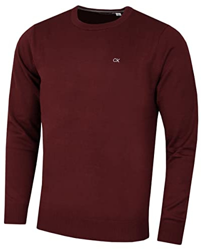 Calvin Klein Uomo Maglione da Golf Girocollo Durevole - Borgogna - M