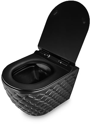 RD Luxury Spülrandloses Hänge-WC Schwarz Matt – Wand-WC aus Keramik mit Softclose-Sitz, Nano-Beschichtung, Schallschutz und Komplettset – Hygienisch & Modern