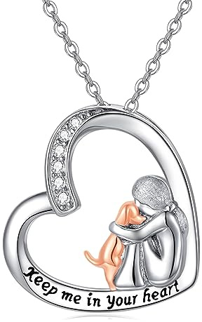 CHENGHONG Collana per cani, in argento Sterling 925, con ciondolo per cani, regalo per ragazze e donne, 21 mm x 21 mm, Argento sterling
