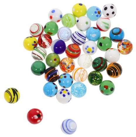 TOYANDONA Billes De Verre Colorées 38 Pièces Marbres Lisses 1.60 cm pour Jeu Aquarium Remplissage De Vase Décor De Terrarium Et Loisirs Créatifs