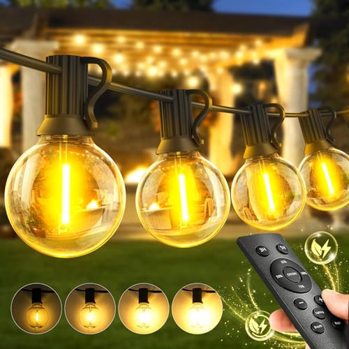 Warlisou Outdoor Festoon Light Mains Powered with Timer & Dimmable 15M String Lights LED Bulb Shatterproof, Waterproof Garden Lights for Outside Pergola Party Gazebo