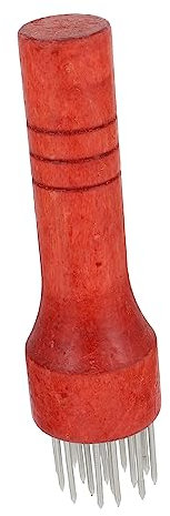 ABOOFAN Stainless Steel Meat Tenderizer Needle Tool 21 Pins Red Wooden Handle Manual Steak Hammer for Beef, Steak, Chicken and Pork