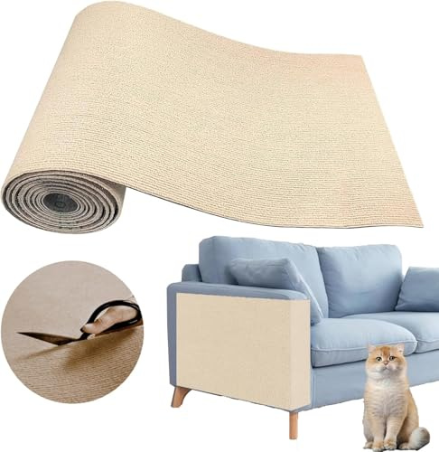Griffoir pour Chat Auto-adhésif, 200cmx40cm, Protège-canapé pour Chat, Tapis griffoir Autocollant, Climbing Cat Scratcher,Protection pou Canapé et Meubles, Utilisable sur Le Mur, Meubles(Kaki)