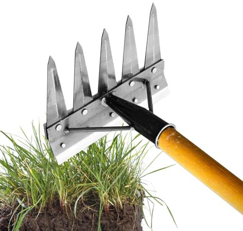 Rateau De Désherbage , Outil De Râteau De Désherbage, Râteau De Désherbage De Jardin en Acier Au Carbone, Outil Manuel des Mauvaises Herbes Remover, Griffe De Jardin