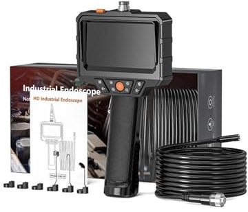 TIEOAXFT Cámara endoscópica Industrial con Pantalla IPS de 4,3 Pulgadas, HD 1080P, boroscopio de inspección de tuberías y alcantarillado, IP67, Resistente al Agua, LED de 2000 mAh for Coche(5m)