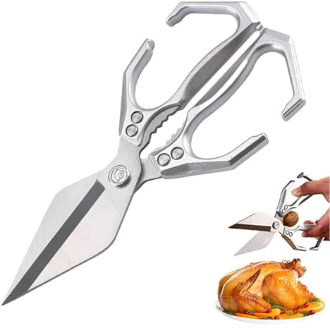 Ciseaux de Cuisine pour Aliments inoxydable Multifunctional Heavy-Duty Kitchen Shears 2 en 1 Ciseaux de cuisine multifonctionnels et robustes avec casse-noix pour viande poisson