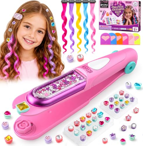 Accessoires Cheveux Kit avec Machine Strass Cheveux, Cadeau Fille 5-10 Ans