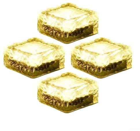 Confezione da 4 luci solari a forma di mattoncini di ghiaccio, per esterni, in vetro, per vialetti, vialetti, vialetti, gradini, piscine, decorazioni per bordi, resistenti alle intemperie (luce calda)