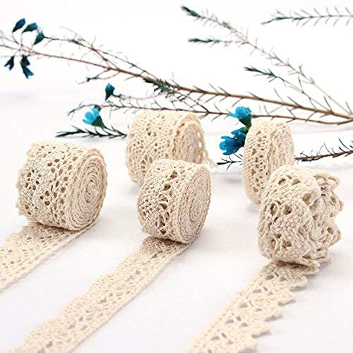 ToBeIT Vintage spitzenband 30 Meter aus Baumwolle- beige spitzenband Absofine Dekoband Zierband Spitzenstoff Spitzenborte für Nähen Handwerk Hochzeit Deko Scrapbooking Geschenkbox