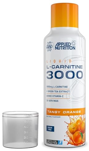 Applied Nutrition L Carnitine 3000 Liquid - L-Carnitine with Green Tea & Vitamin C, Boosts Energy & Weight Management, Vegan (480ml - 32 Servings) (Tangy Orange) (Packaging May Vary)