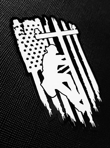 Lineman Linesman Electrical Power Line Pole American Flag Tech Sticker Decal (10)