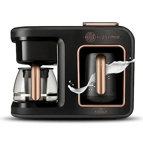KARACA Hatır Plus Mod 5 in 1, 750 ml Tee/Filterkaffee & Türkische Kaffeemaschine Black Copper, für Kaffee, Tee, Milcherhitzung, Milchgetränk und türkischer Kaffee, 1385W, 5+5 Tassen