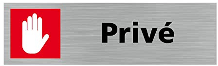 Signalétique.biz France - Plaque de porte PRIVE (Q0367) - 170 X 50 mm - Plaque aluminium brossé de 2mm