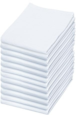 Flour Sack Towels | Tea Towel for Crafts| Kitchen Dish Cotton Blank Towel for Embroidery| Baking Bread Proofing Linen Cover| Super Absorbent Quick Dry| 12 Pack 18x 28 White