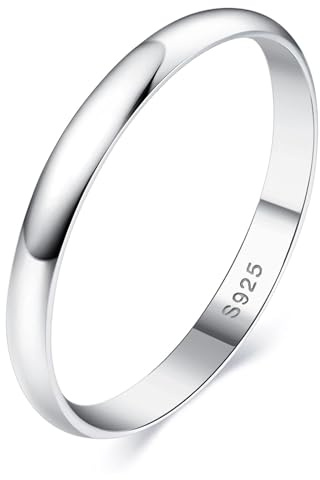 YADOCA Bagues en Argent Sterling 925 pour Femmes Filles Classique Haute Polie Bague de Pouce de 2 mm Bagues de Fiançailles de Mariage Bagues d'éternité (avec Boîte Cadeau) Taille 52