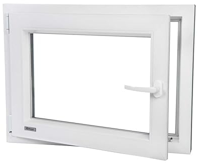 Fenster Aluplast - Kunststofffenster Anthrazit BxH 75x55 cm - Garagenfenster/Gartenhausfenster/Kellerfenster 2-fach Verglast - Din Links - Funktion Dreh Kipp