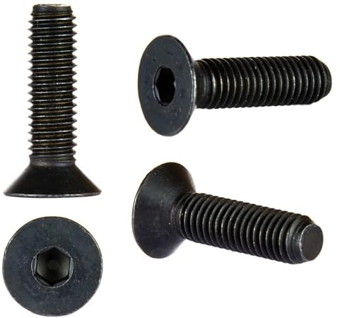 Tornillos de cabeza avellanada M8 (8 mm x 60 mm) de zinc negro 10,9 con cabeza avellanada (paquete de 20)