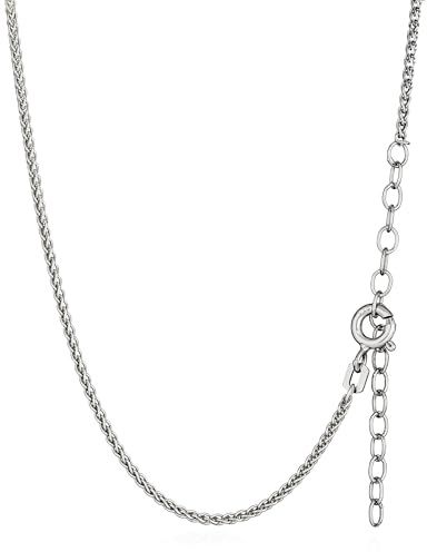 NKlaus 40/45 5 cm flätkedja 925 silver rodiumpläterad justerbar längd halsband 1,5 mm bred dam silverkedja