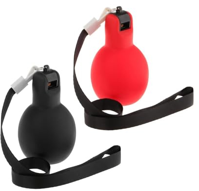perfk Silbatos de Mano para Exteriores, 2 uds., silbatos Deportivos con Cordones, silbatos manuales para Caminar en Baloncesto en Interiores y Exteriores, Negro Rojo