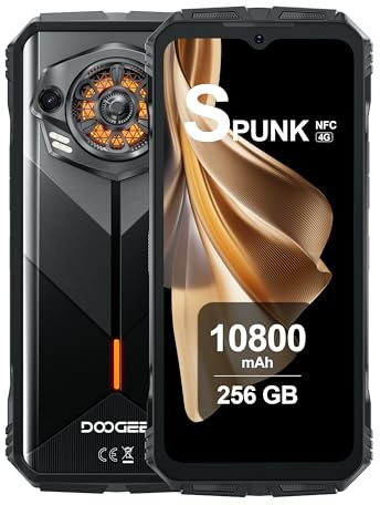 DOOGEE S Punk Rugged Smartphone Android 14, Breathing Light, 34mm Large Speaker, 10800mAh, 6.58 FHD+ Display, 16GB RAM+256GB ROM, 50MP Camera, Octa Core, 4G Dual SIM Cell Phone, Face ID, NFC, Black