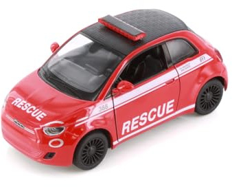 Easy Toys Modellino Auto Compatibile con Fiat 500e Soccorso. Auto Giocattolo in Scala con Porte Apribili. Modellismo Automobile. (Pompieri)