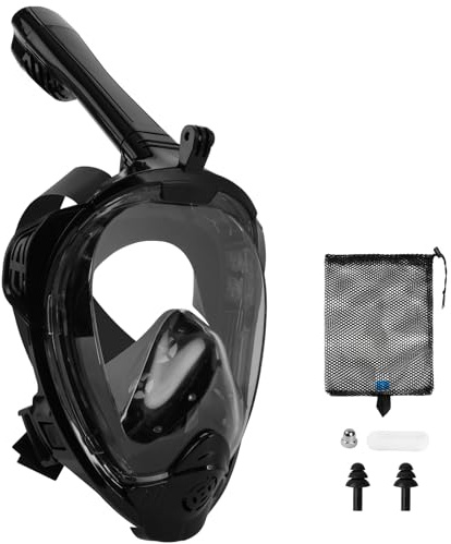 AOOSA Snorkelmask Helmask, 180° Panoramautsikt Snorkelmask Vuxen med Avtagbart Kamerafäste