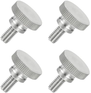 sourcing map 4 PCS M6 x 12mm Flat Knurled Head Thumb Screws,304 Stainless Steel Fully Threaded Thumbscrew Bolts Fasteners for Lighting Household Appliances Electronic Equipment