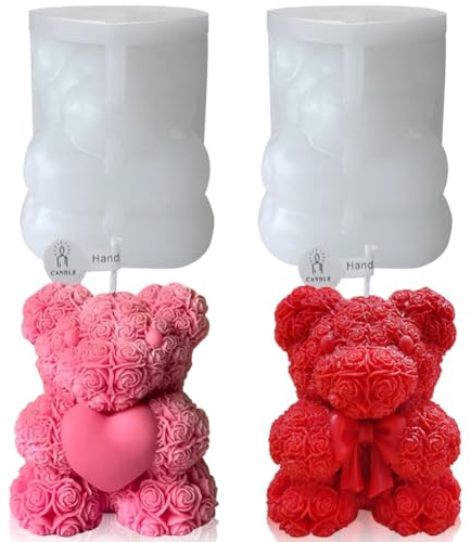 Bandejas De Cubitos De Hielo,Molde De Silicona Oso De Hielo,Molde Para Hielo Esferas Y Cubos Grandes Bandejas,Molde 3D Osito,Diy Hornear Pastel Jabón Perfumado Vela Café Leche Té Caramelos Decoración