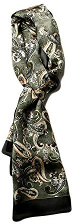 UK_Stone Klassisch Seidenschal Groß Paisley Blumen Halstuch Herren Schal Grün