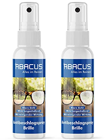 ABACUS® Antibeschlagspray Brille, Antibeschlagspray, Antibeschlagmittel – Antibeschlagspray für Brillen & Brillengläser – Antibeschlagspray Brille 2X 75 ml (7655.2)