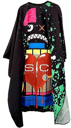 Stylecraft Professional Barber Water Resistant Hair Cutting Cape One Size (Radioactive Black)…