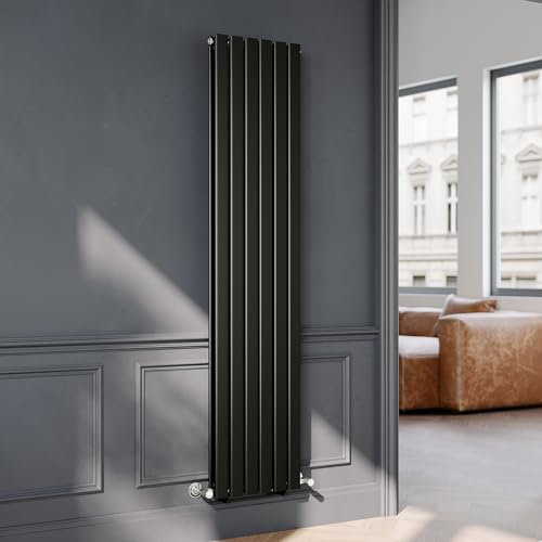 ELEGANT 1800 x 408mm Black Vertical Designer Radiator Flat Panel Double Panel Modern Central Heating Rad