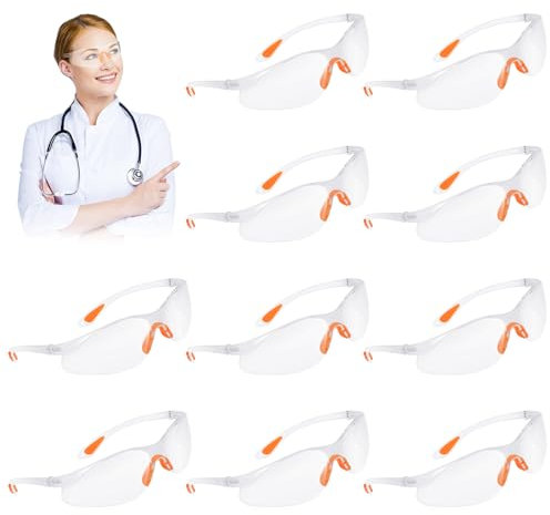 ZWQLZG Occhiali protettivi da lavoro, 10 pezzi, trasparenti, da lavoro, per laboratorio, antigraffio, per lavoro, antipolvere, sport di tiro, per donne, uomini, bambini