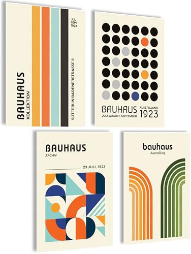 Mojoliving Bauhaus - Conjunto de paneles decorativos para el dormitorio, diseño de cuadros, decoración del salón, estilo vintage, para el dormitorio