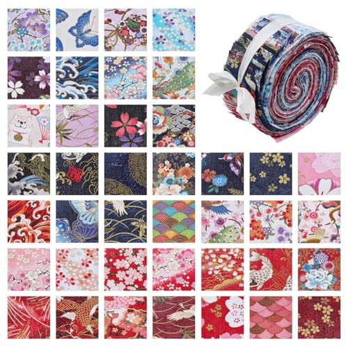 DICOSMETIC 40 strisce di tessuto di cotone in stile giapponese, per cucito, artigianato, coperte, tappeti, tappezzeria, decorazione domestica, borse